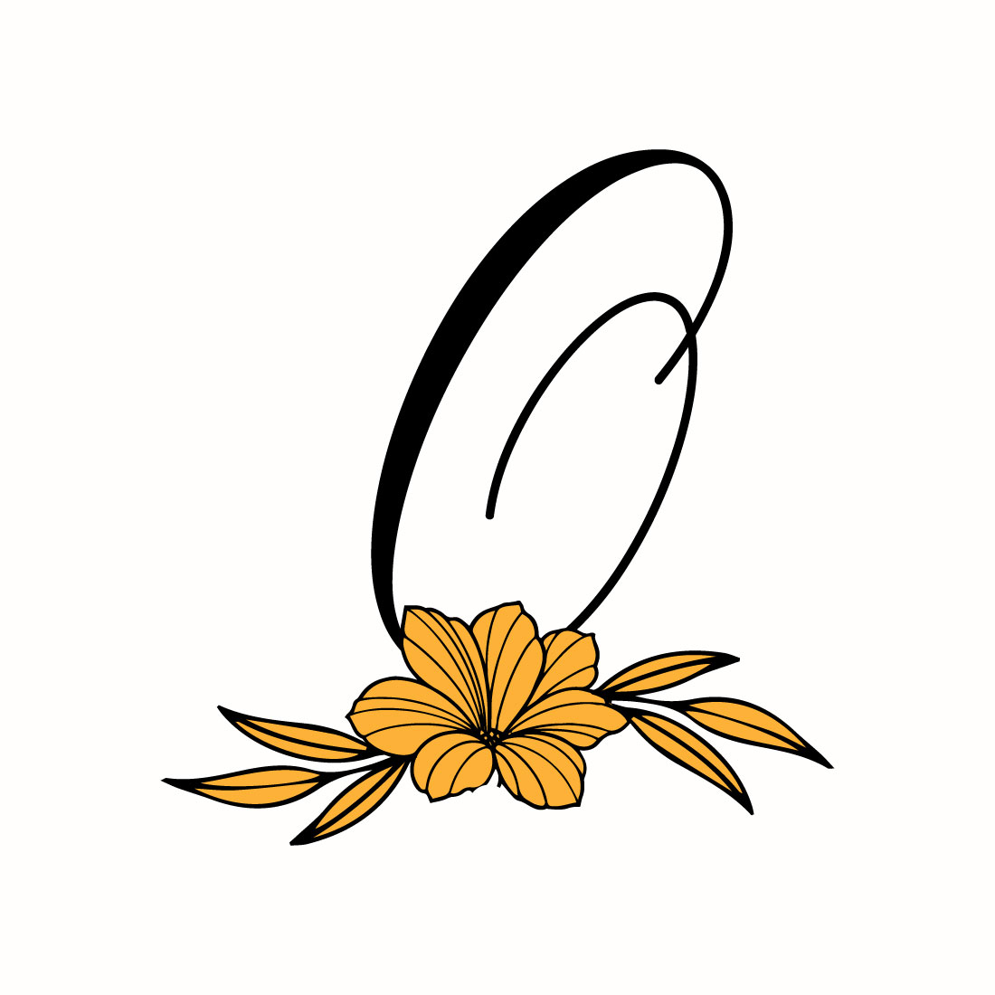 Free O Letter Wedding Flower Logo preview image.