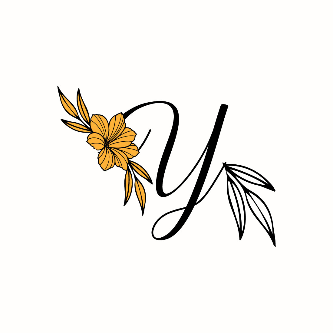 Free Y Letter Classic Flower Logo preview image.