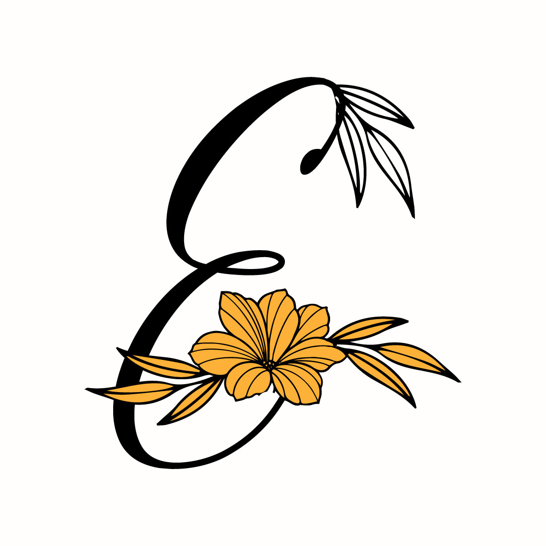 Free E Letter Flower Logo preview image.