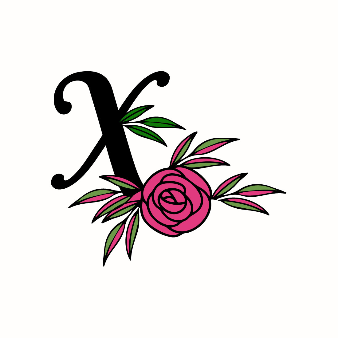 free x floral art logo preview image.