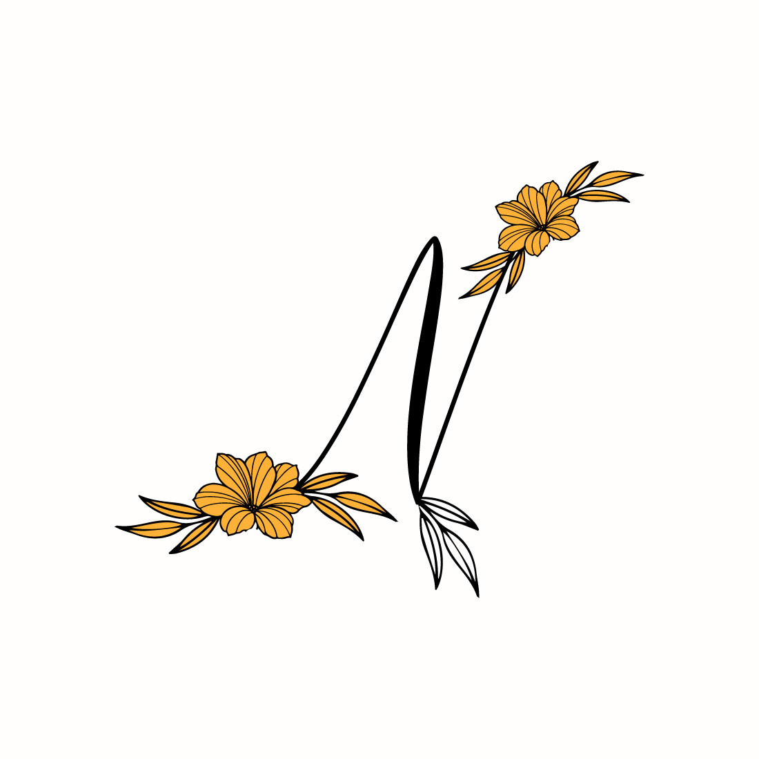 Free N Letter Wedding Flower Logo preview image.