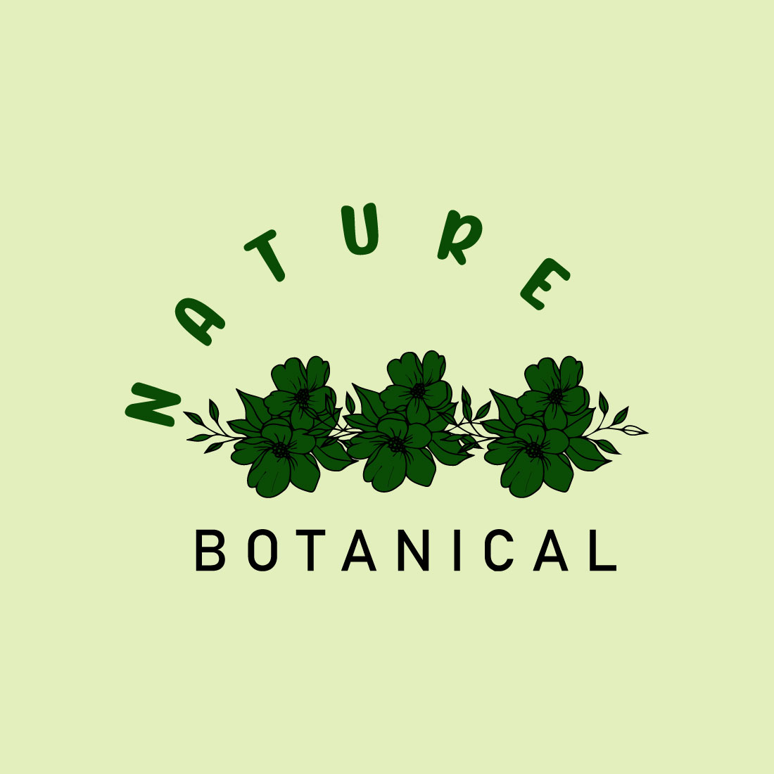 Free botanical green drawing logo preview image.