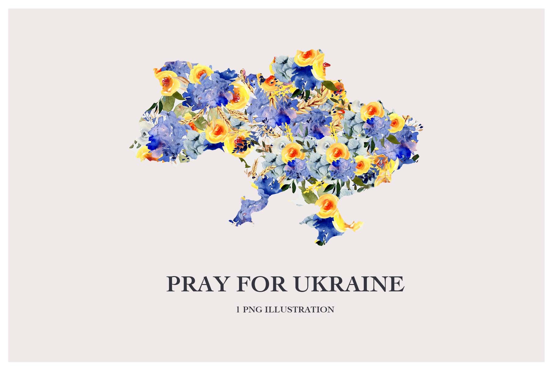 Ukraine map watercolor clipart cover image.