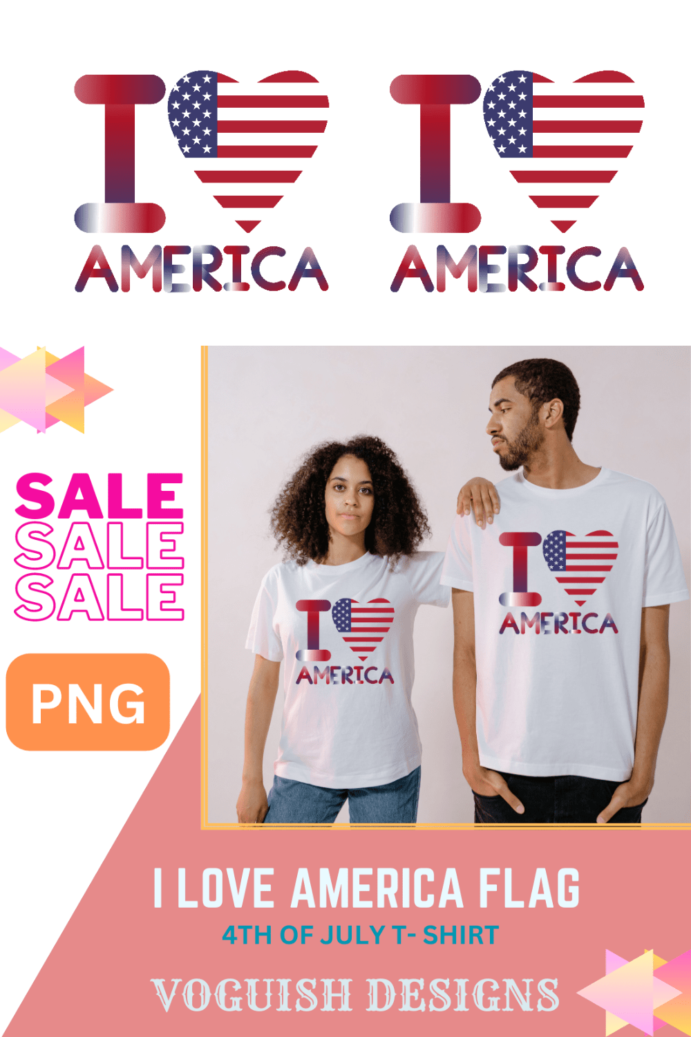 I LOVE AMERICAN T-SHIRTS FOR 4TH JULY pinterest preview image.