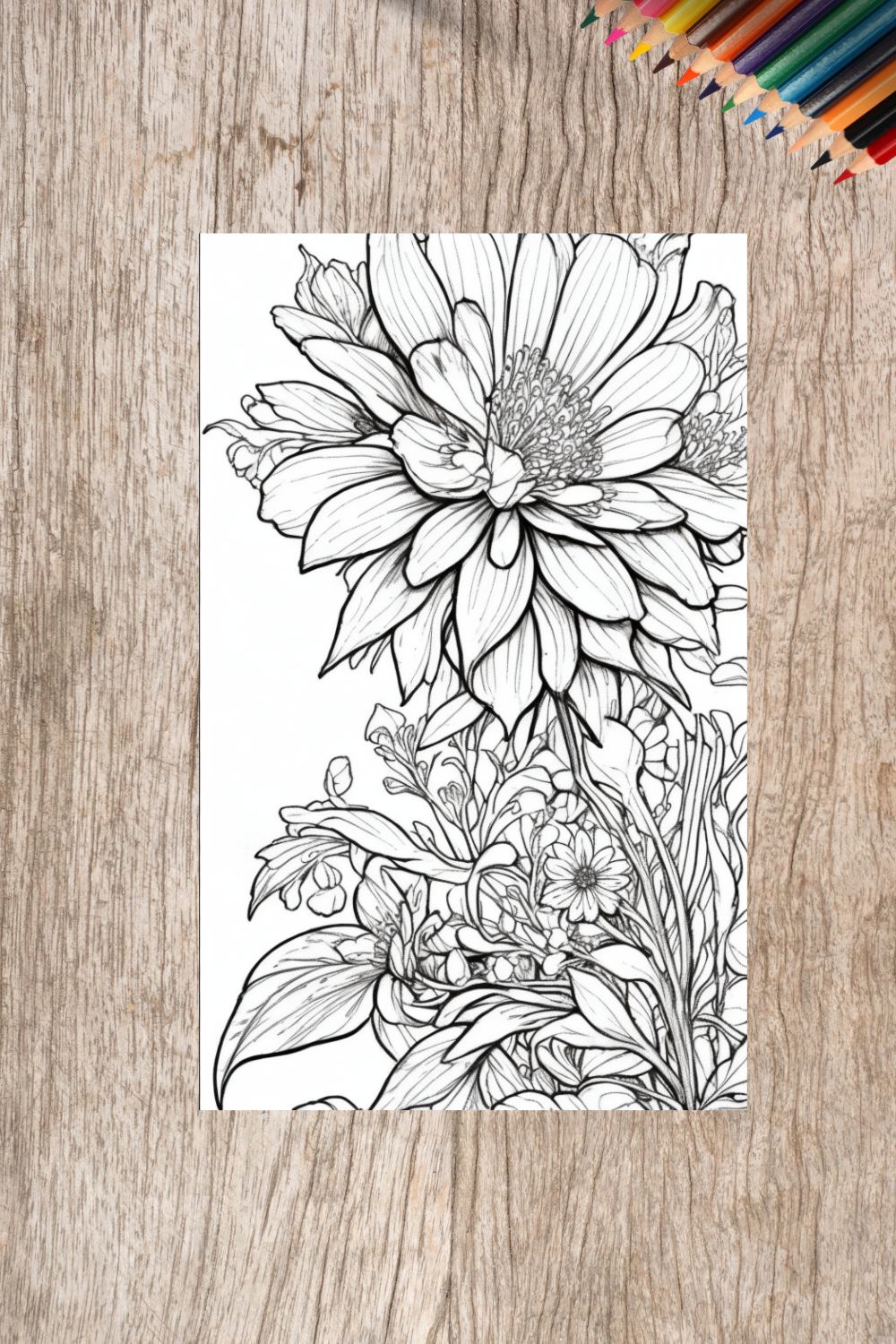 Beautiful and stunning , beautiful and sweet flower coloring page for adult 1 pinterest preview image.
