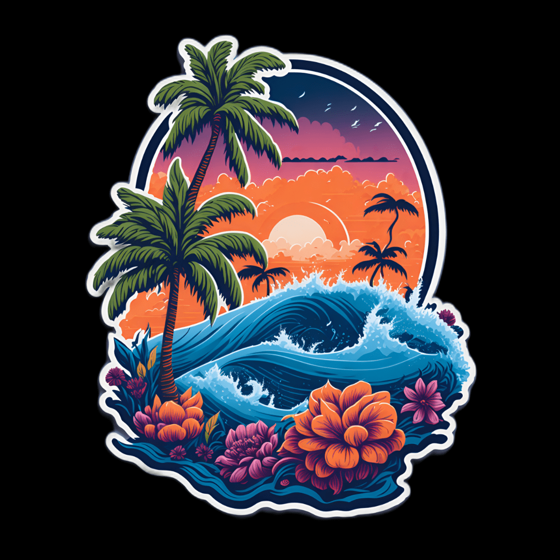 A Majestic Palm Tree Sticker Artwork for T-Shirt Graphic preview image.