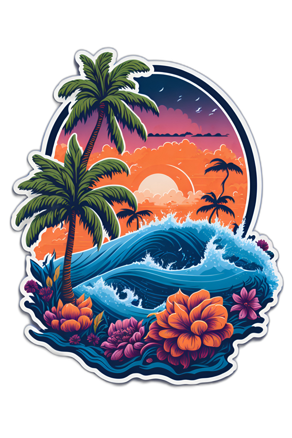 A Majestic Palm Tree Sticker Artwork for T-Shirt Graphic pinterest preview image.
