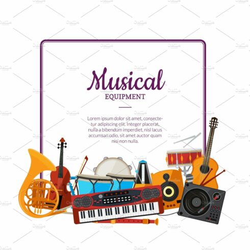 Vector cartoon musical instruments cover image.