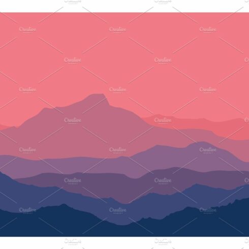 Twilight in the mountains. Vector. cover image.