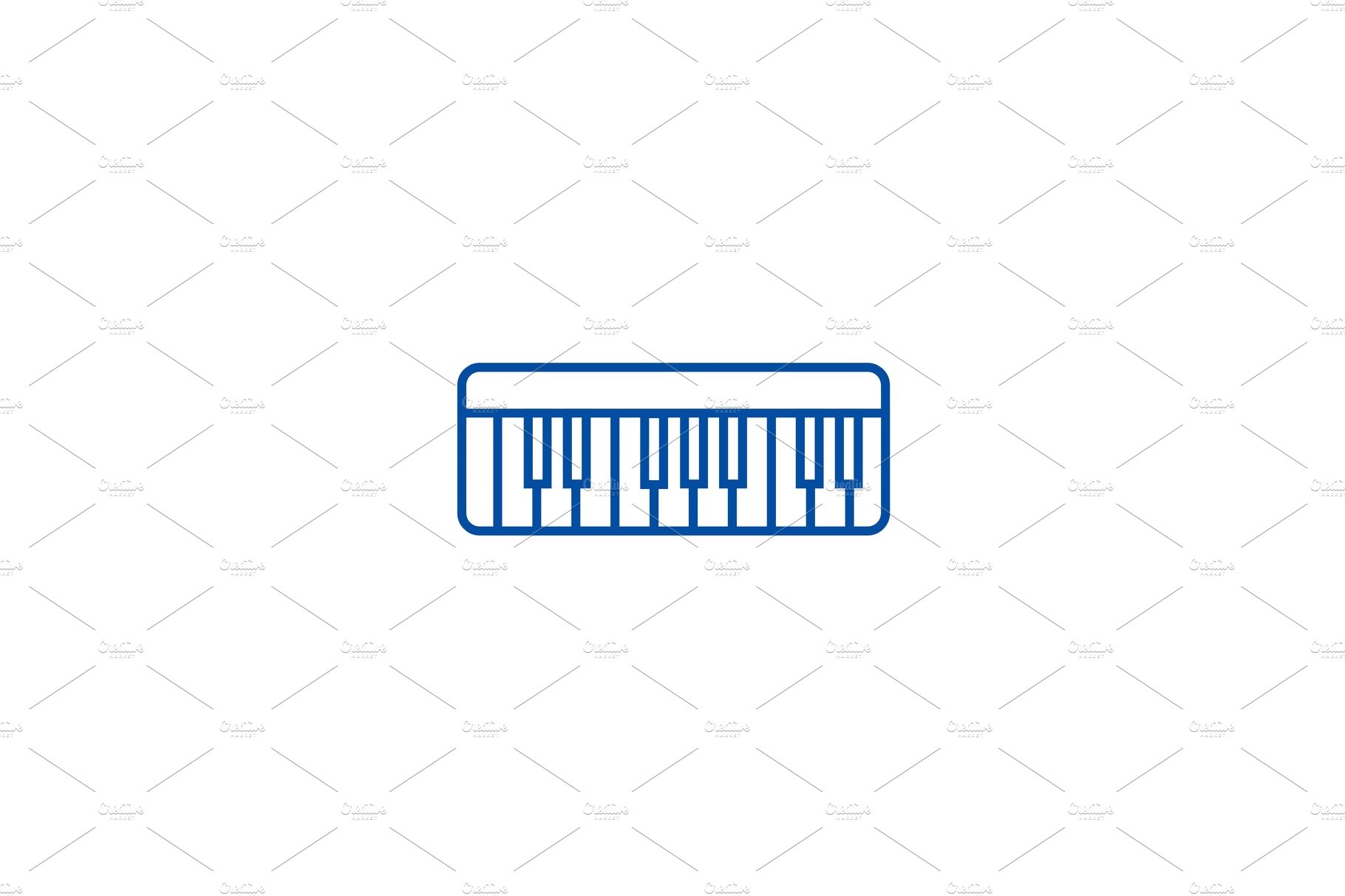 Modern synthesizer line icon concept cover image.