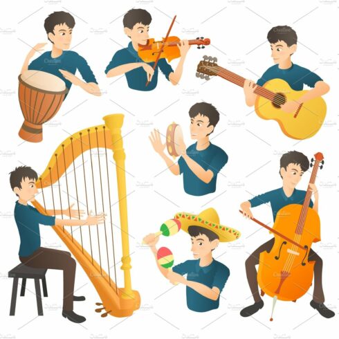 Musician concept set, cartoon style cover image.