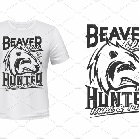 Beaver print t-shirt mockup cover image.