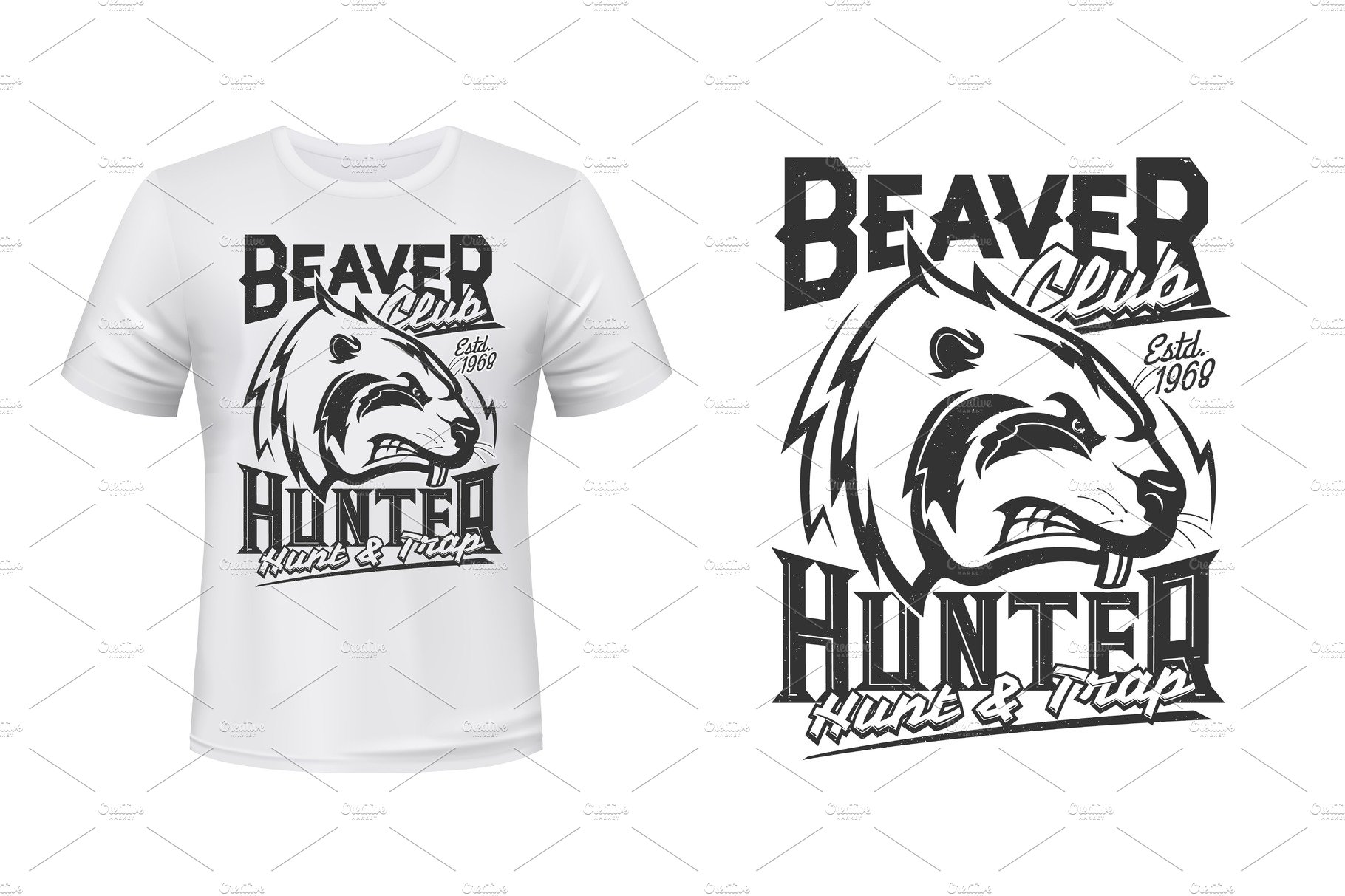 Beaver print t-shirt mockup cover image.