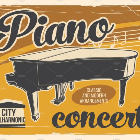 Piano concert music poster cover image.