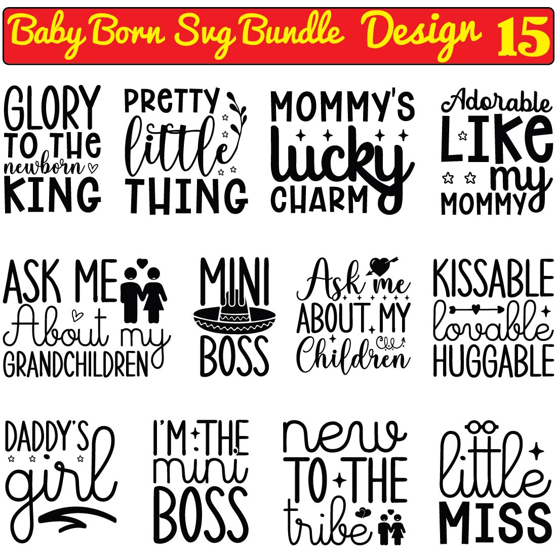 Baby Born SVG Bundle preview image.