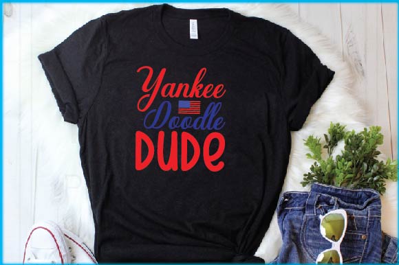 Yankee Doodle Dude Tshirt Red White and Blue Tshirt 