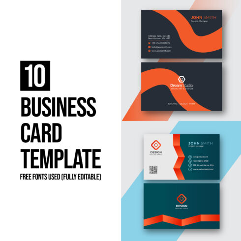 10 Double Side Business Card Design Template cover image.