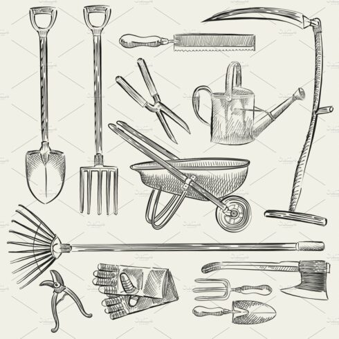 Illustration of gardening tools cover image.