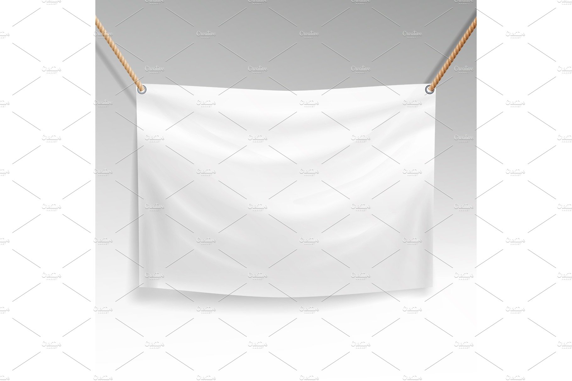 White Banner With Ropes Vector cover image.