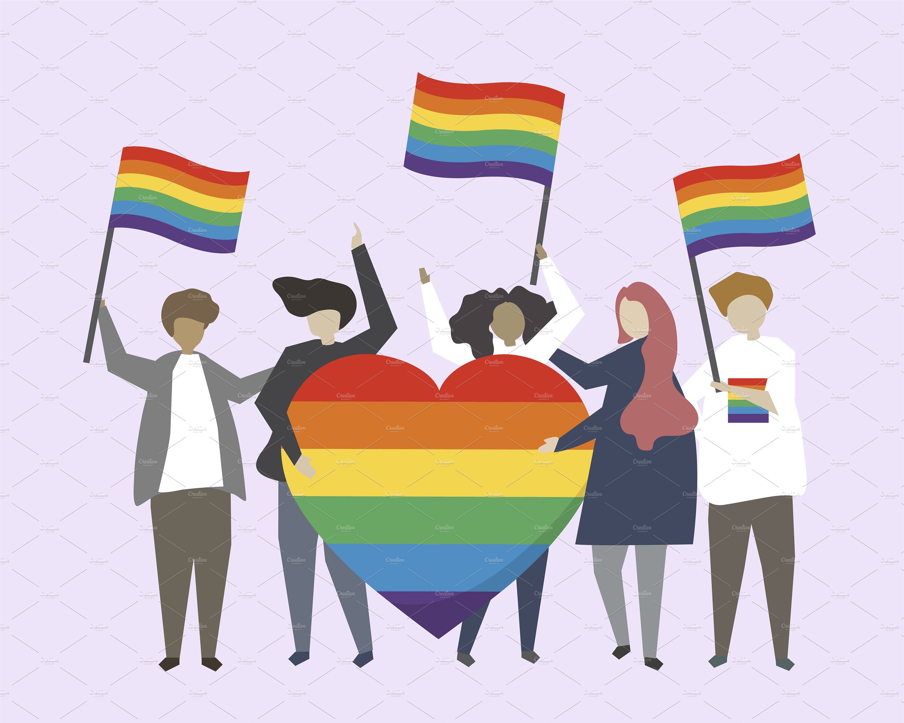 People with LGBTQ rainbow flags cover image.