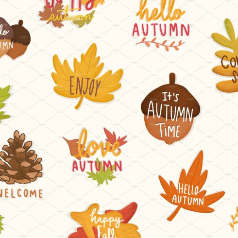 Set of autumn or fall illustrations cover image.