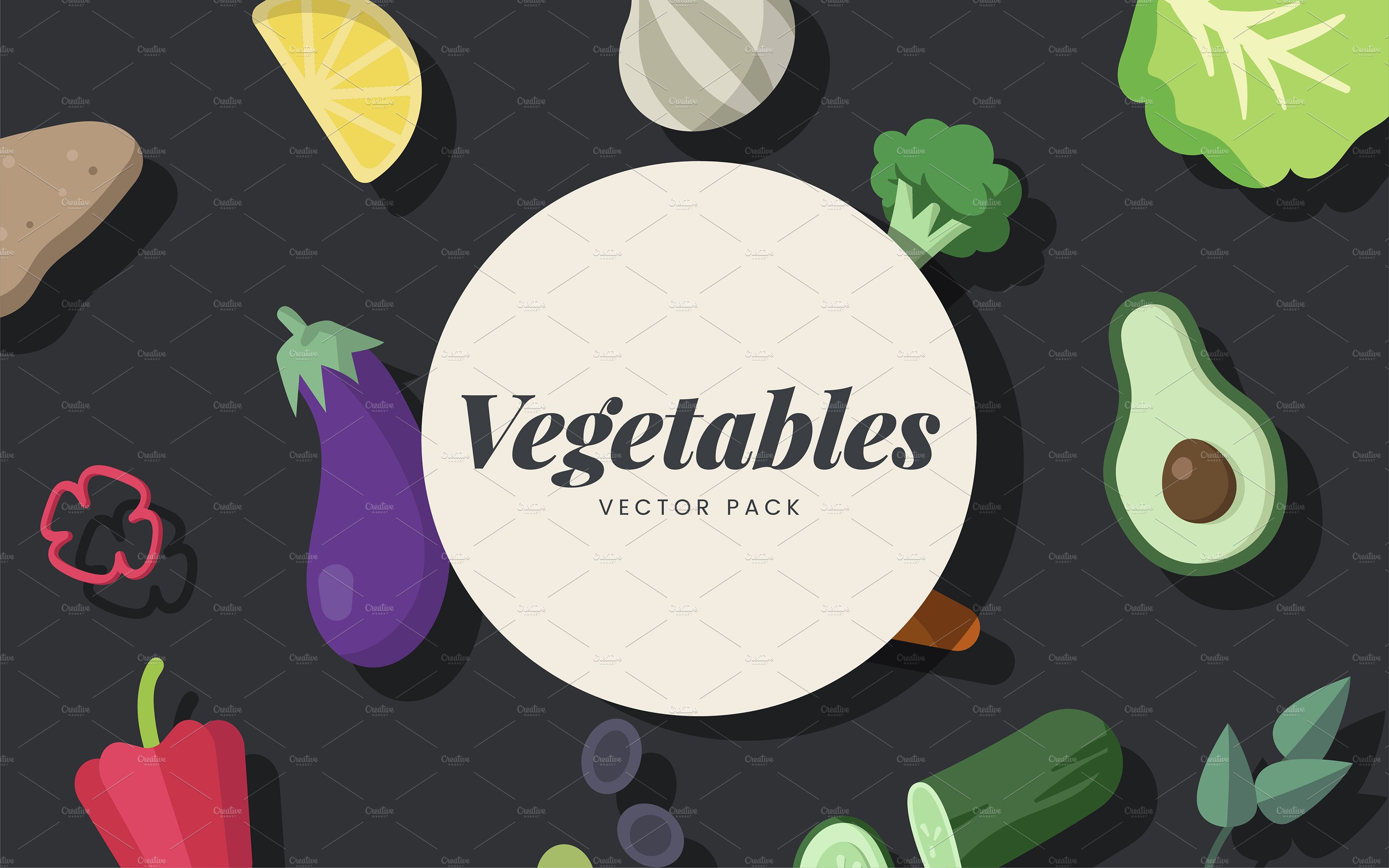 Fresh organic vegetables vector pack cover image.