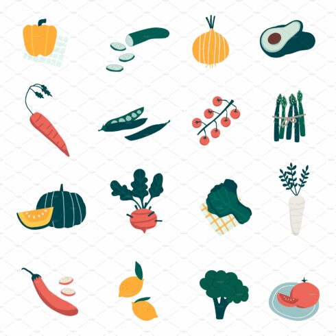 Colorful organic vegetable vectors cover image.