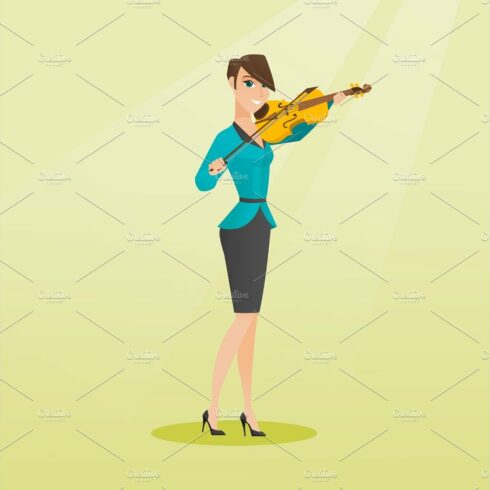 Woman playing the violin vector illustration. cover image.