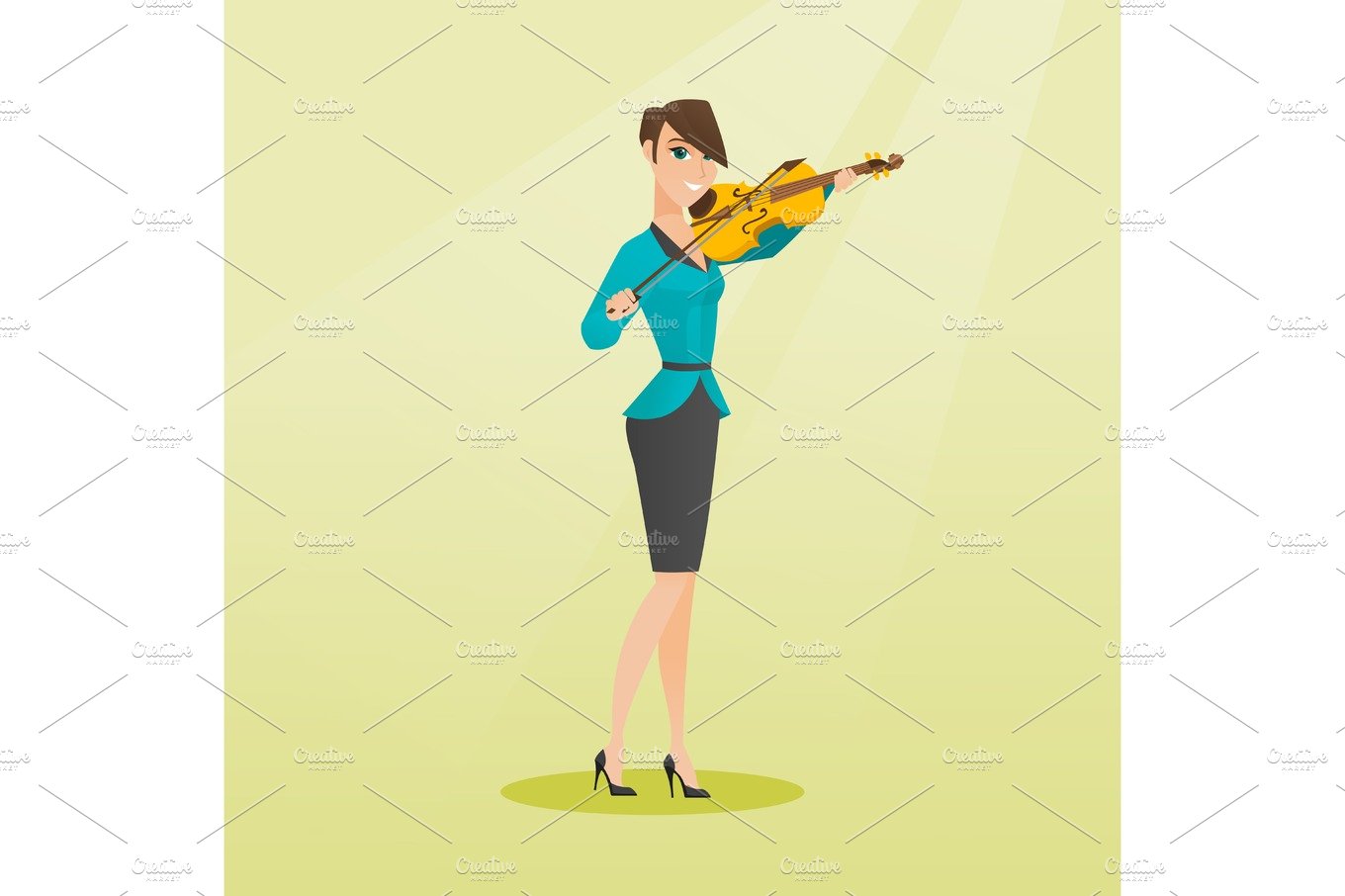 Woman playing the violin vector illustration. cover image.