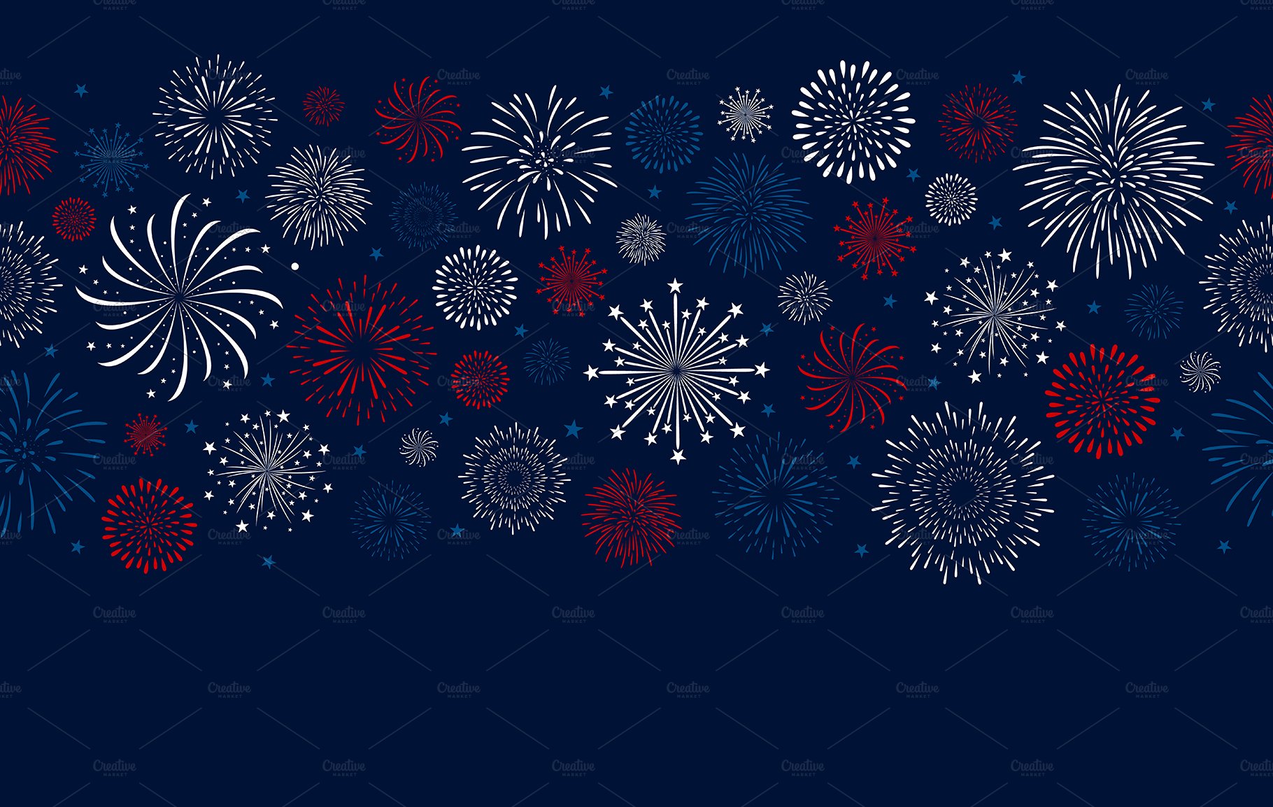 Fireworks design on blue background cover image.