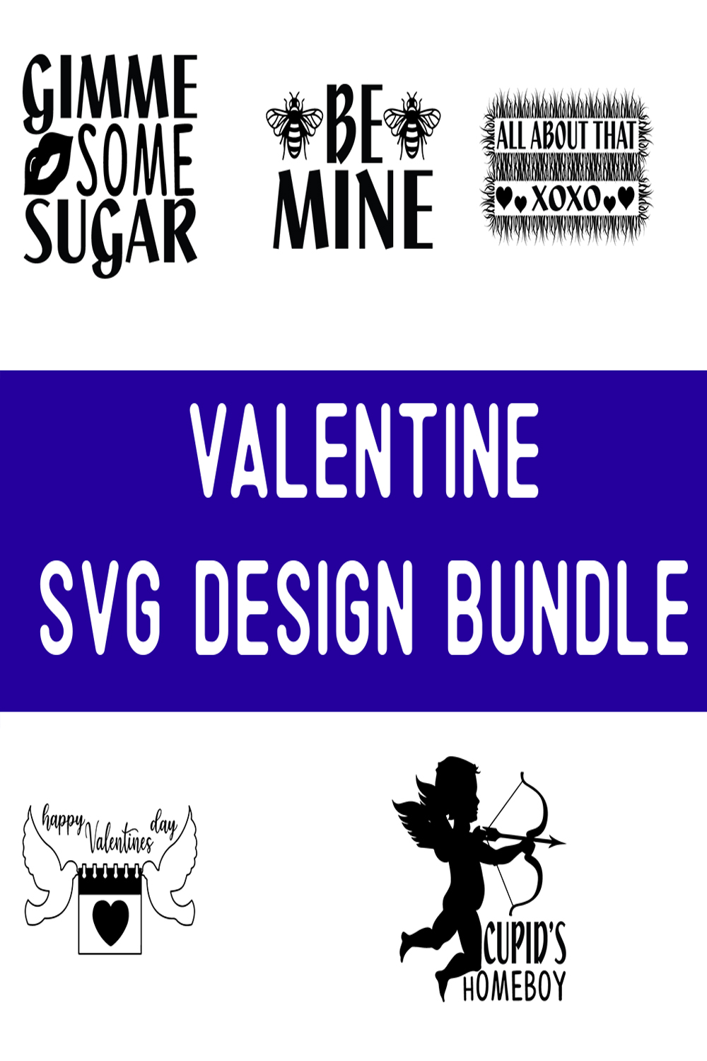 Valentine SVG Design Bundle pinterest preview image.