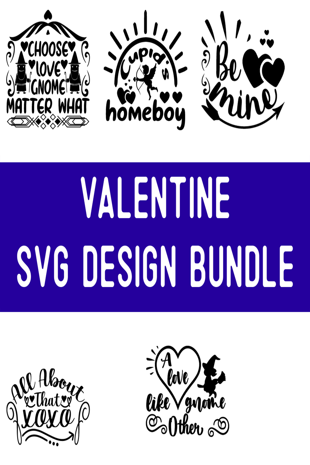 Valentine SVG Design Bundle pinterest preview image.