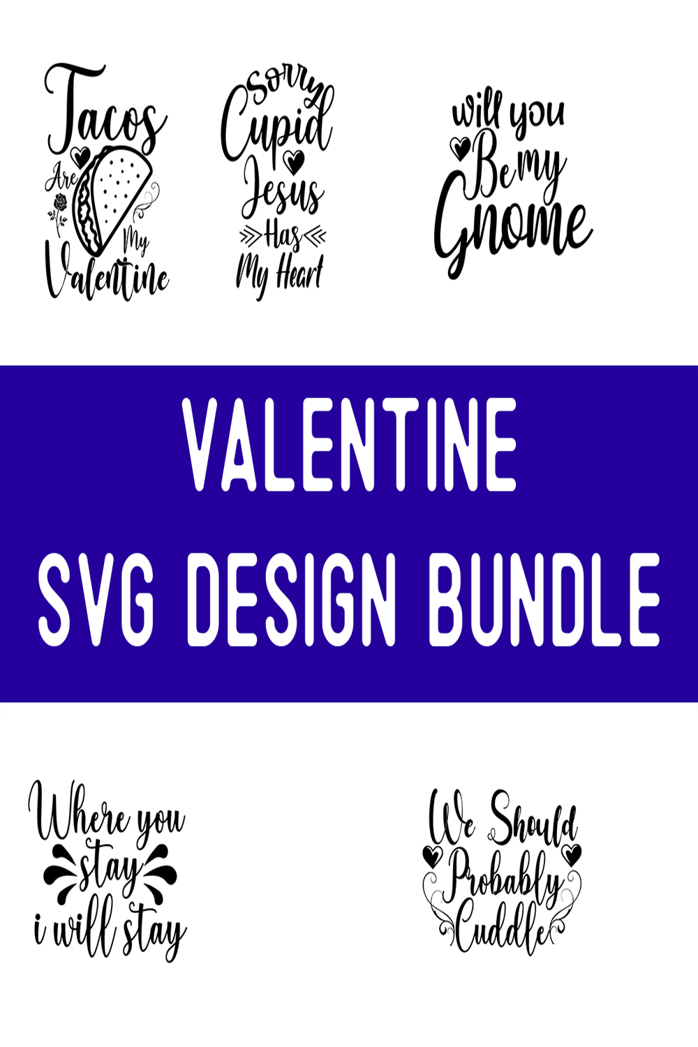 Valentine SVG Design Bundle pinterest preview image.