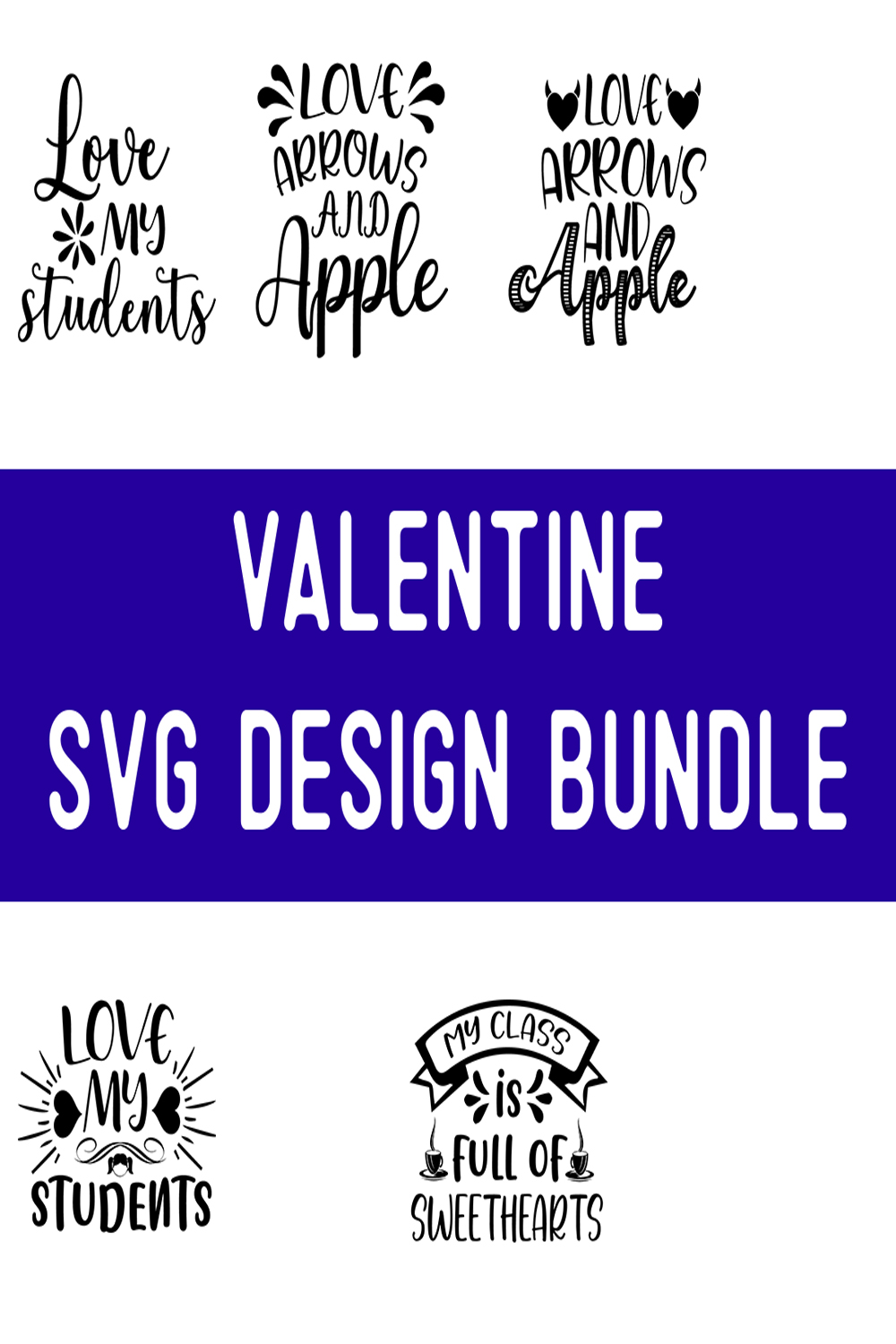 Valentine SVG Design Bundle pinterest preview image.