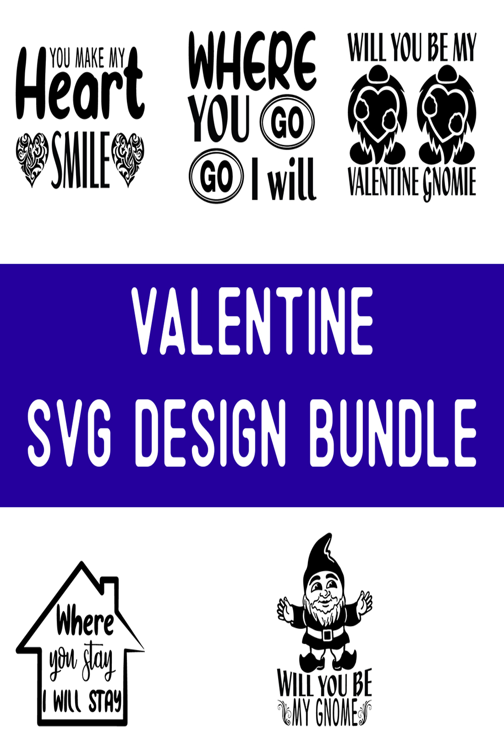 Valentine SVG Design Bundle pinterest preview image.