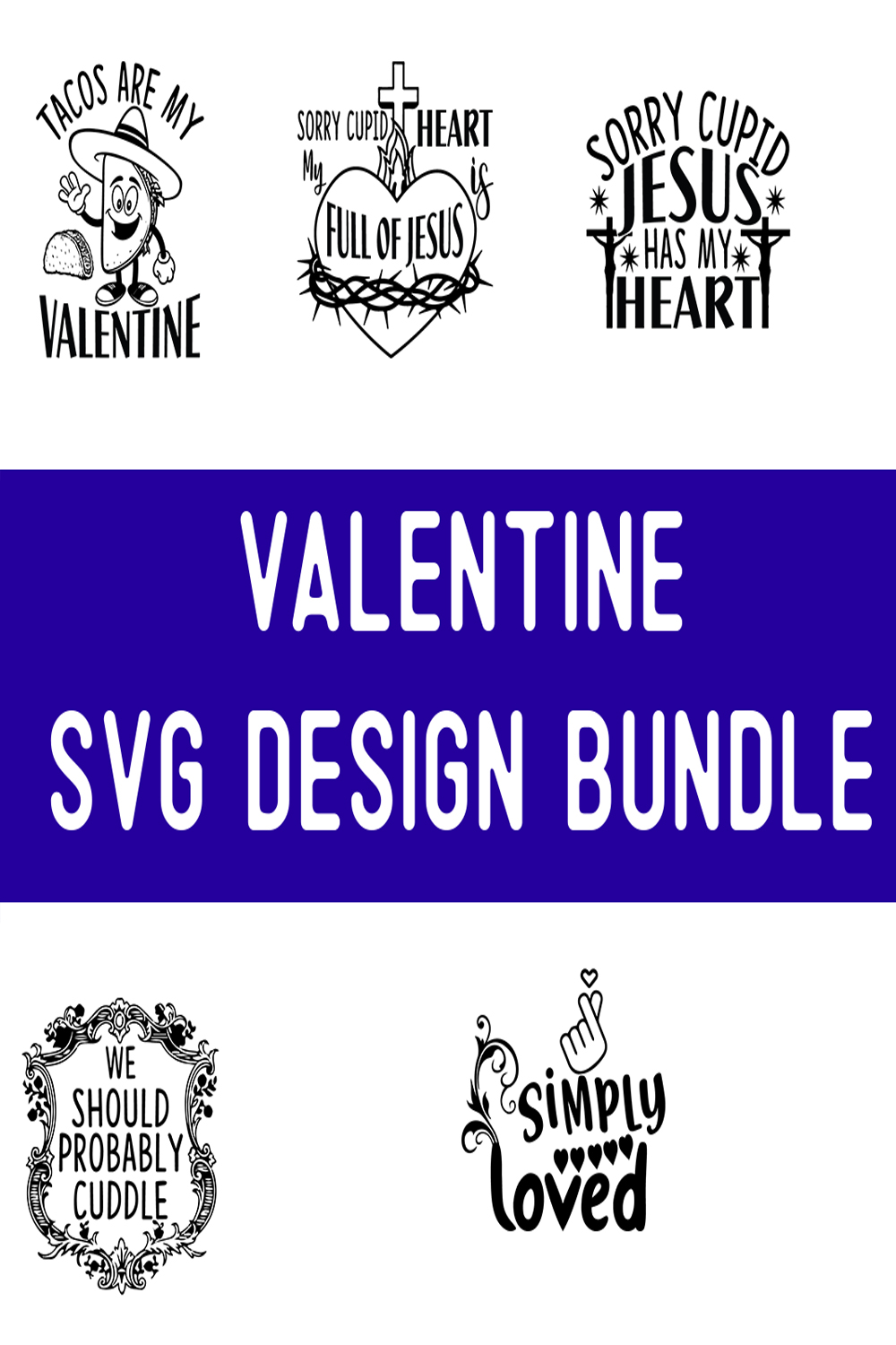 Valentine SVG Design Bundle pinterest preview image.