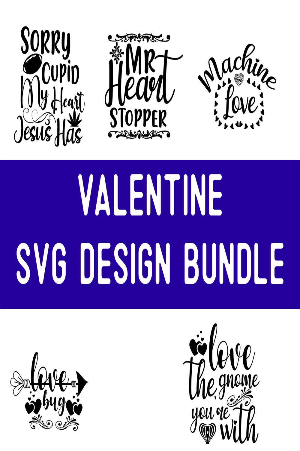 Valentine SVG Design Bundle pinterest preview image.