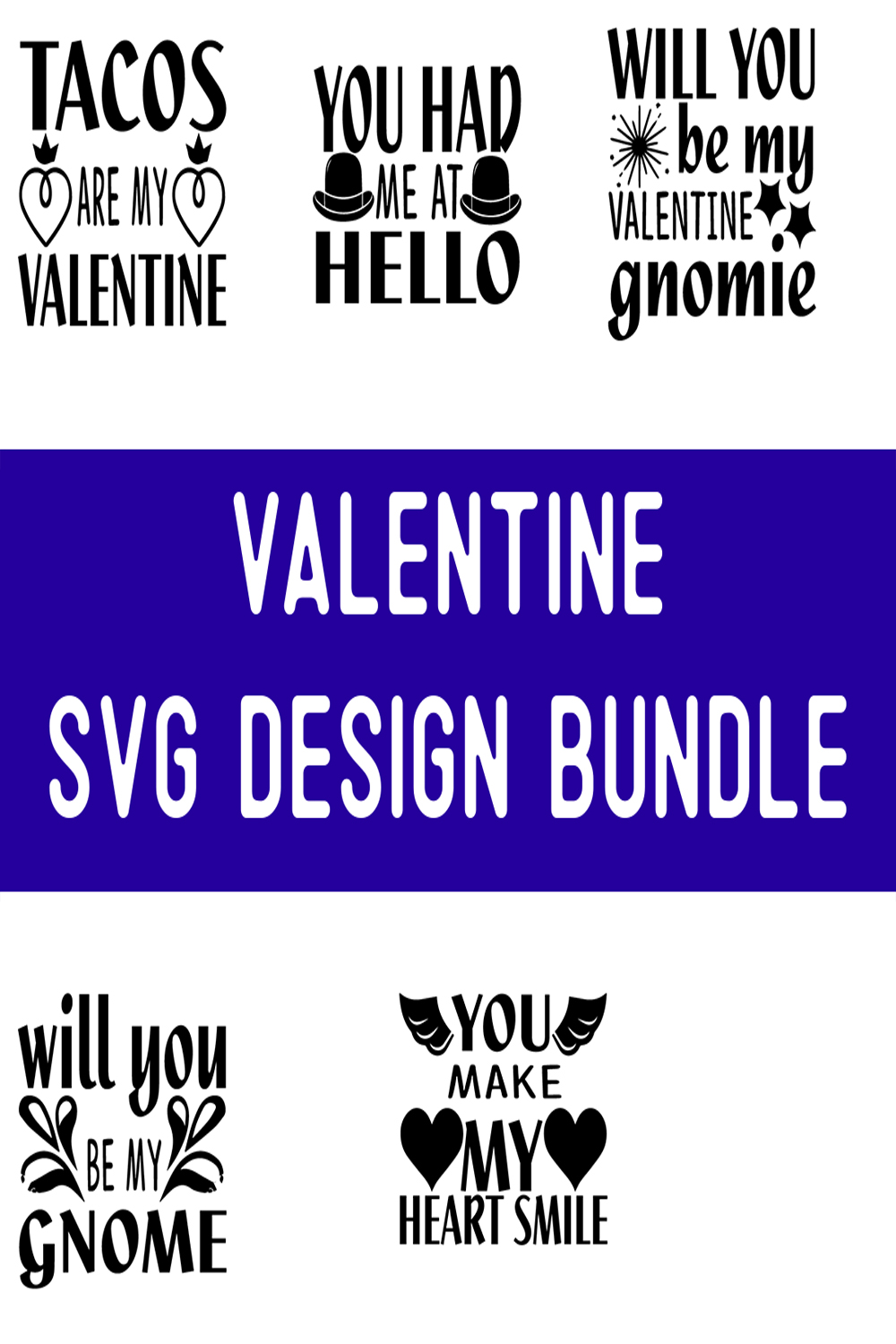 Valentine SVG Design Bundle pinterest preview image.