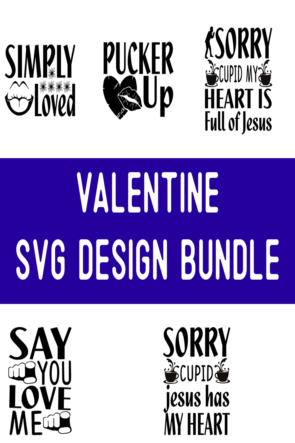 Valentine SVG Design Bundle pinterest preview image.