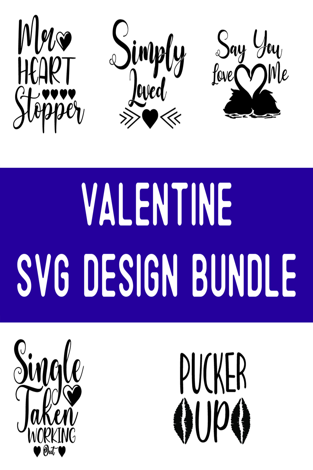 Valentine SVG Design Bundle pinterest preview image.