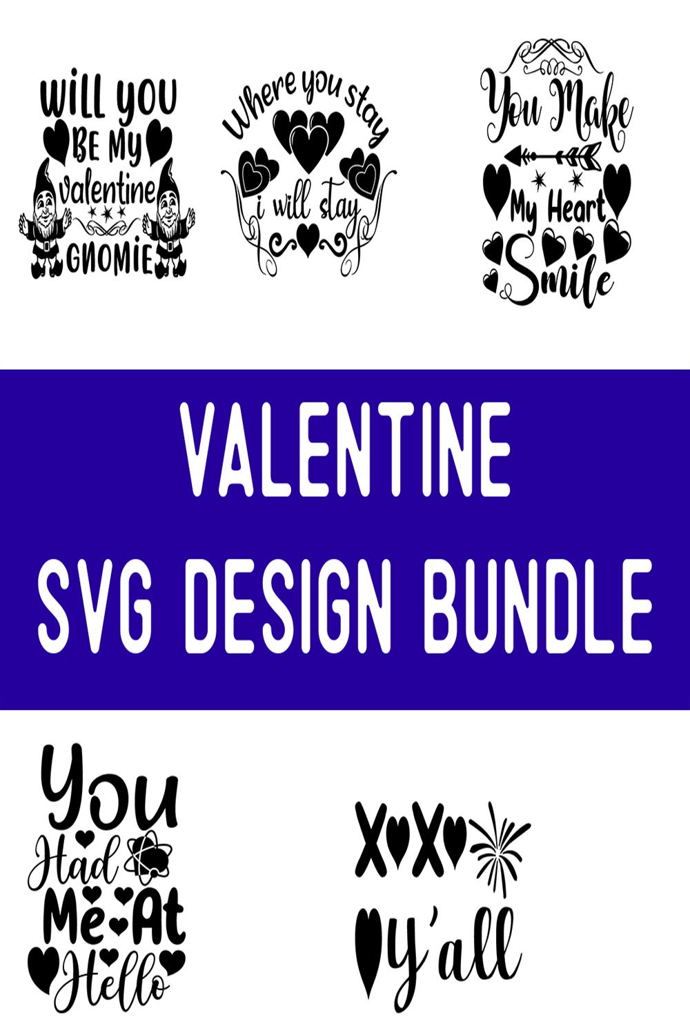 Valentine SVG Design Bundle pinterest preview image.