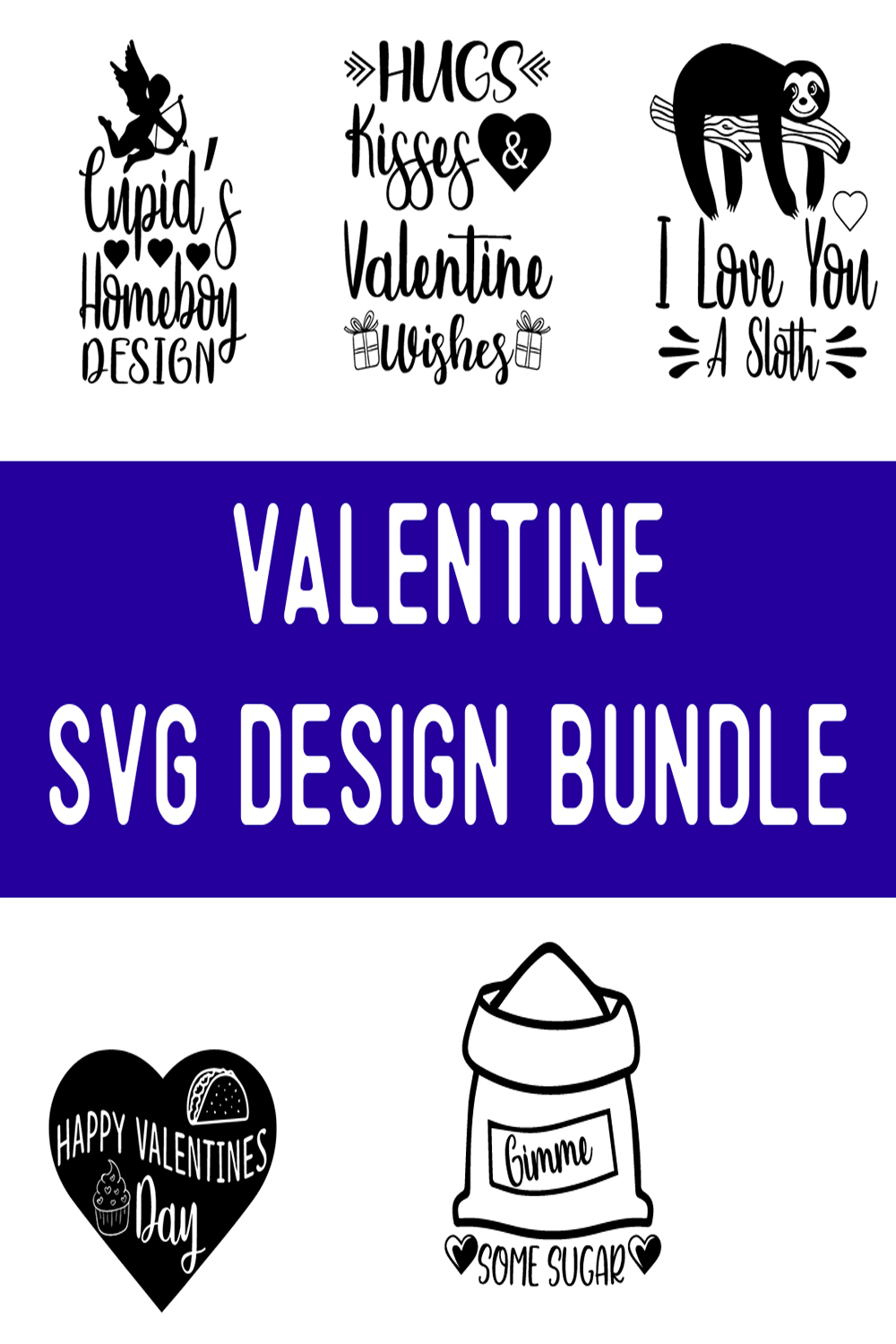 Valentine SVG Design Bundle pinterest preview image.