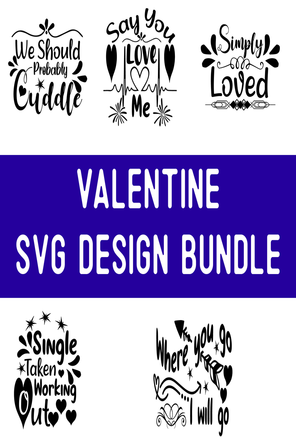 Valentine SVG Design Bundle pinterest preview image.