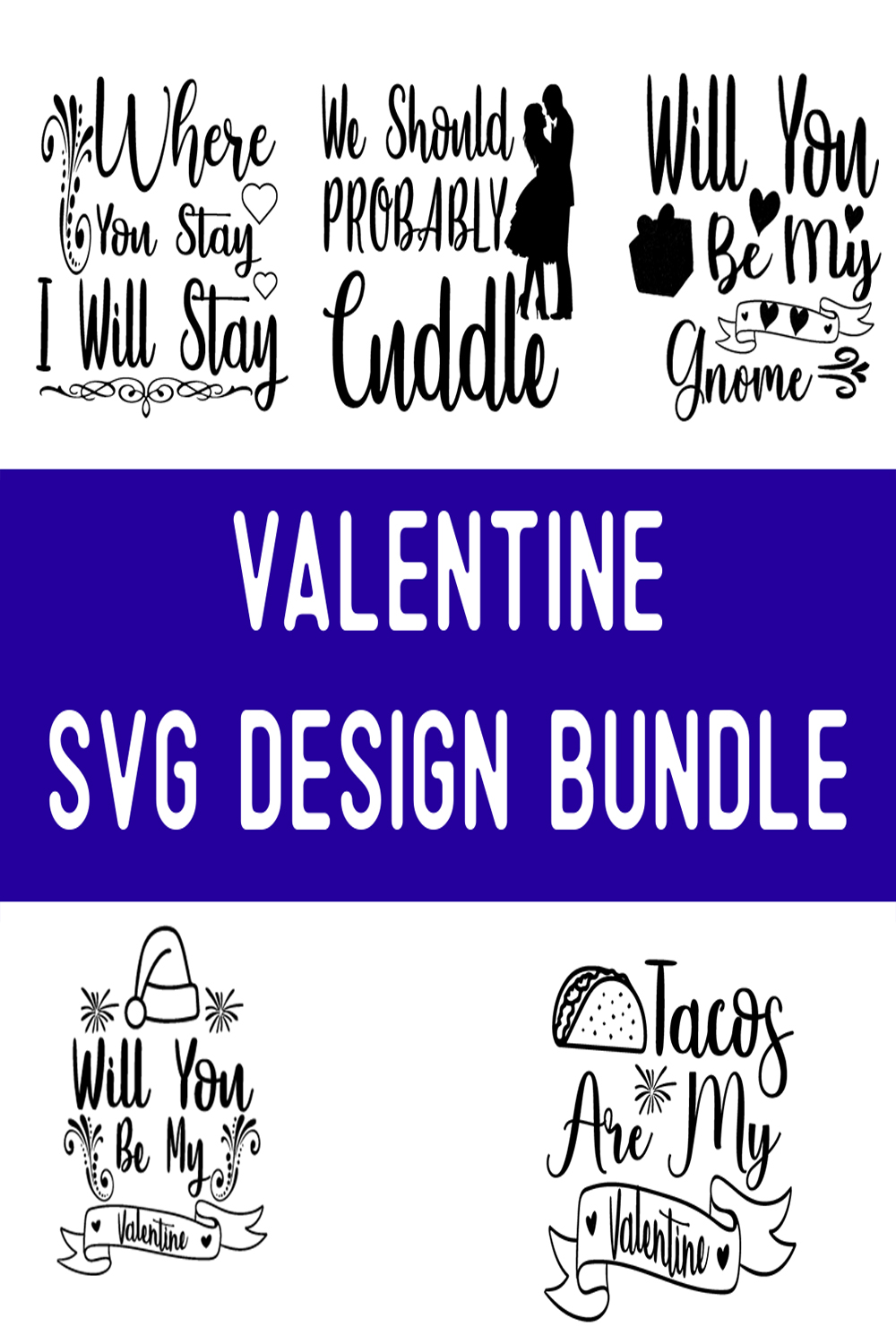 Valentine SVG Design Bundle pinterest preview image.