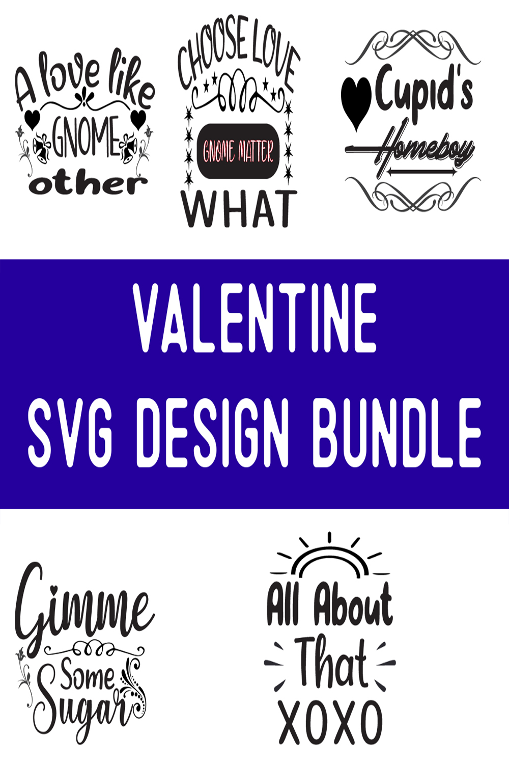 Valentine SVG Design Bundle pinterest preview image.