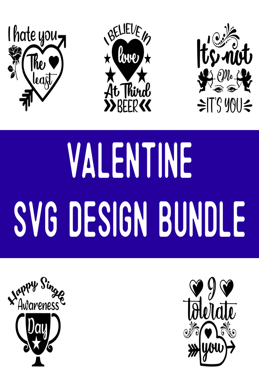 Valentine SVG Design Bundle pinterest preview image.