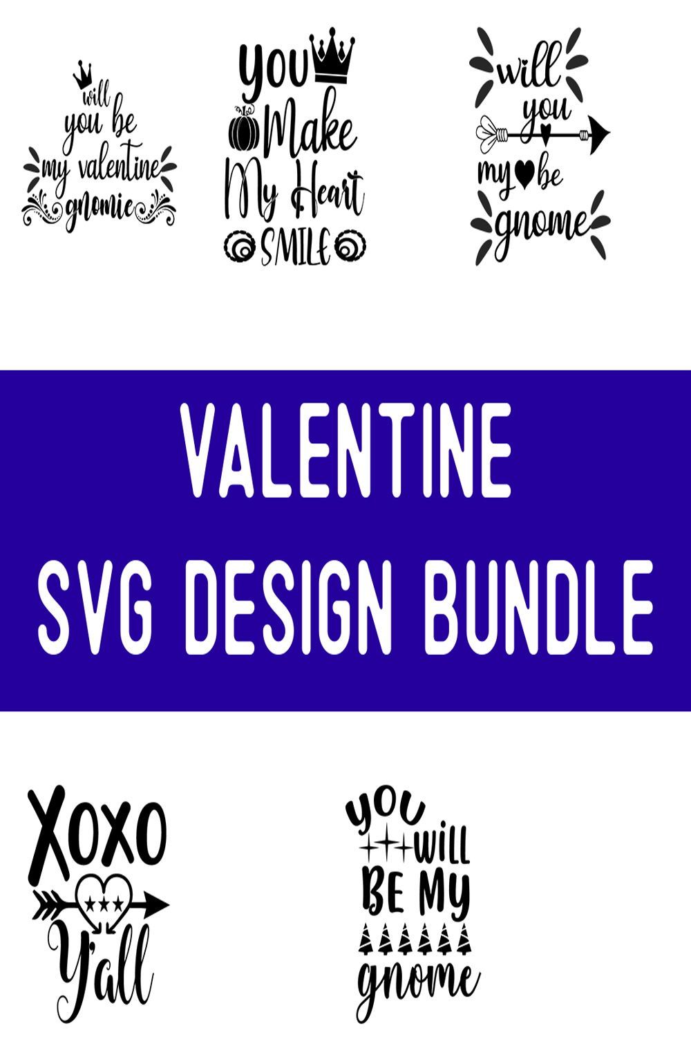 Valentine SVG Design Bundle pinterest preview image.