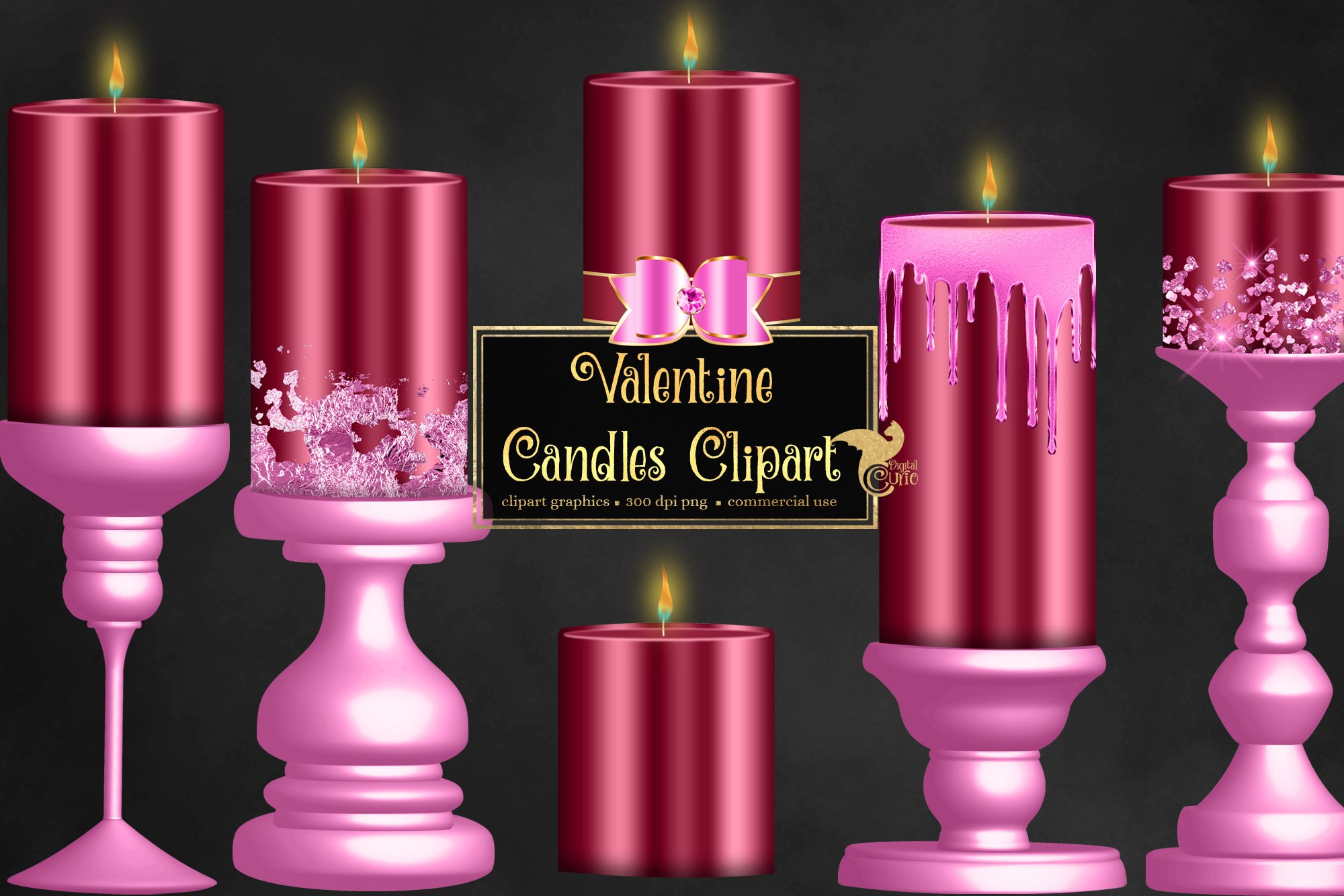 Valentine Candles Clipart cover image.