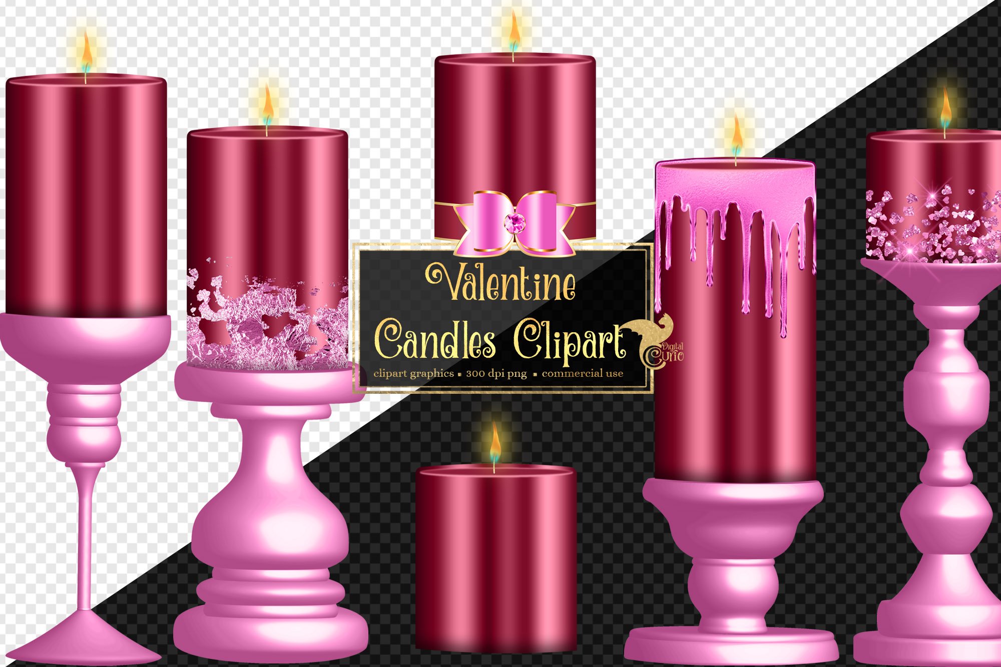 Valentine Candles Clipart preview image.