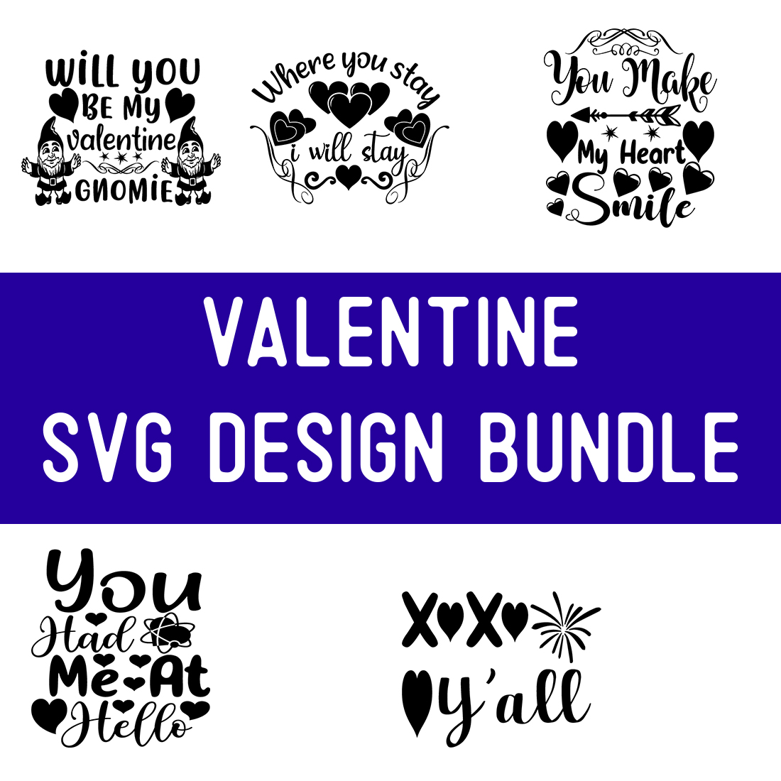 Valentine SVG Design Bundle preview image.